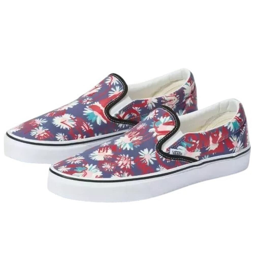 VANS Crew Floral/Red Men's Classic Slip On Shoes Size 11.5 NEW